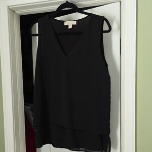 Michael Kors Black V-Neck Layered Blouse